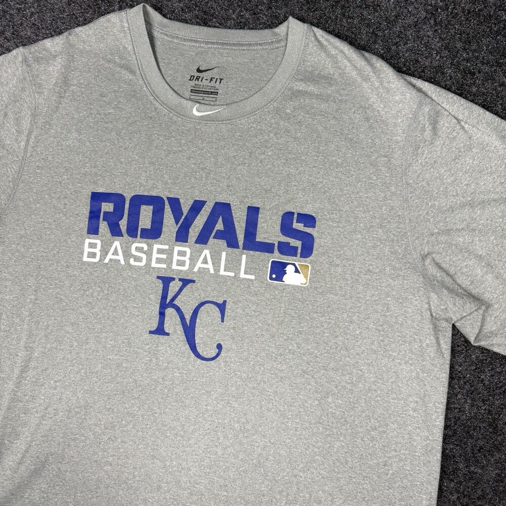 Nike Kansas City Royals Embroidered Swoosh Men’s XL Shirt MLB Dri-Fit Gray